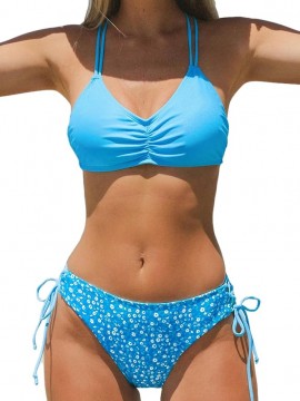 Womens Two Piece Bikini Set Back Braided Straps with Reversible Bottom Quick Dry