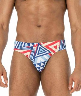 Mens Stripe Swim Briefs Retro Swimwear Sexy Bikini Swimsuit Print Bathing Suit
