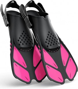Snorkel Fins Adjustable Buckles Open Heel Swim Flippers Travel Size Short Swim Fins
