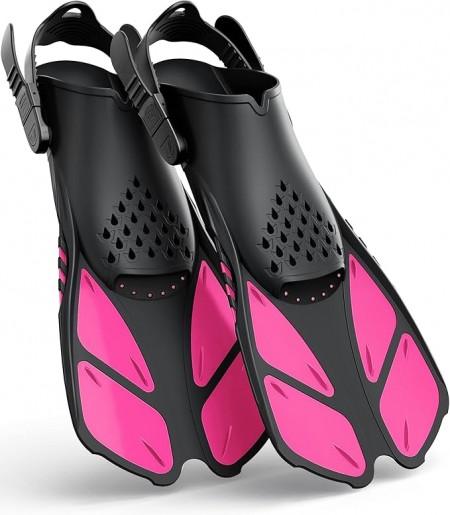 Snorkel Fins Adjustable Buckles Open Heel Swim Flippers Travel Size Short Swim Fins