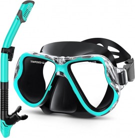 Dry Snorkel Set Wide View Anti-Fog Scuba Diving Mask Professional Snorkeling Gear