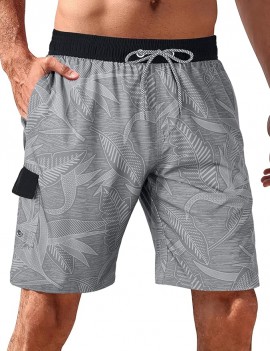 Mens Swim Trunks 9" Quick Dry Stretch Swim Shorts Mesh Lining Swimwear Beach Shorts