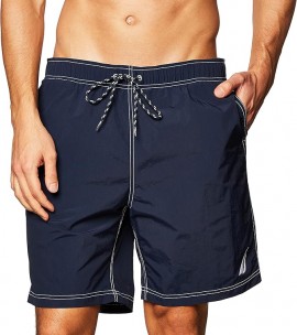 Mens Swim Trunk Solid Quick Dry Classic Logo Pockets Bathing Suit